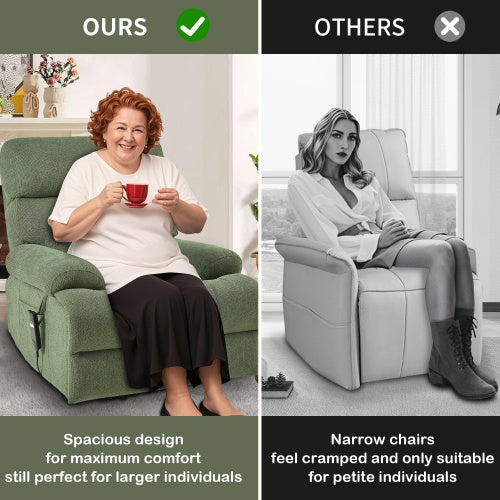 Oversized Power Lift Recliner Chair For Elderly, Electric Fabric Recliner Chair For Seniors, Home Theater Seating,Reclining Sofa Chair With Remote Control,Side Pocket ,Spacious SeatDark Green