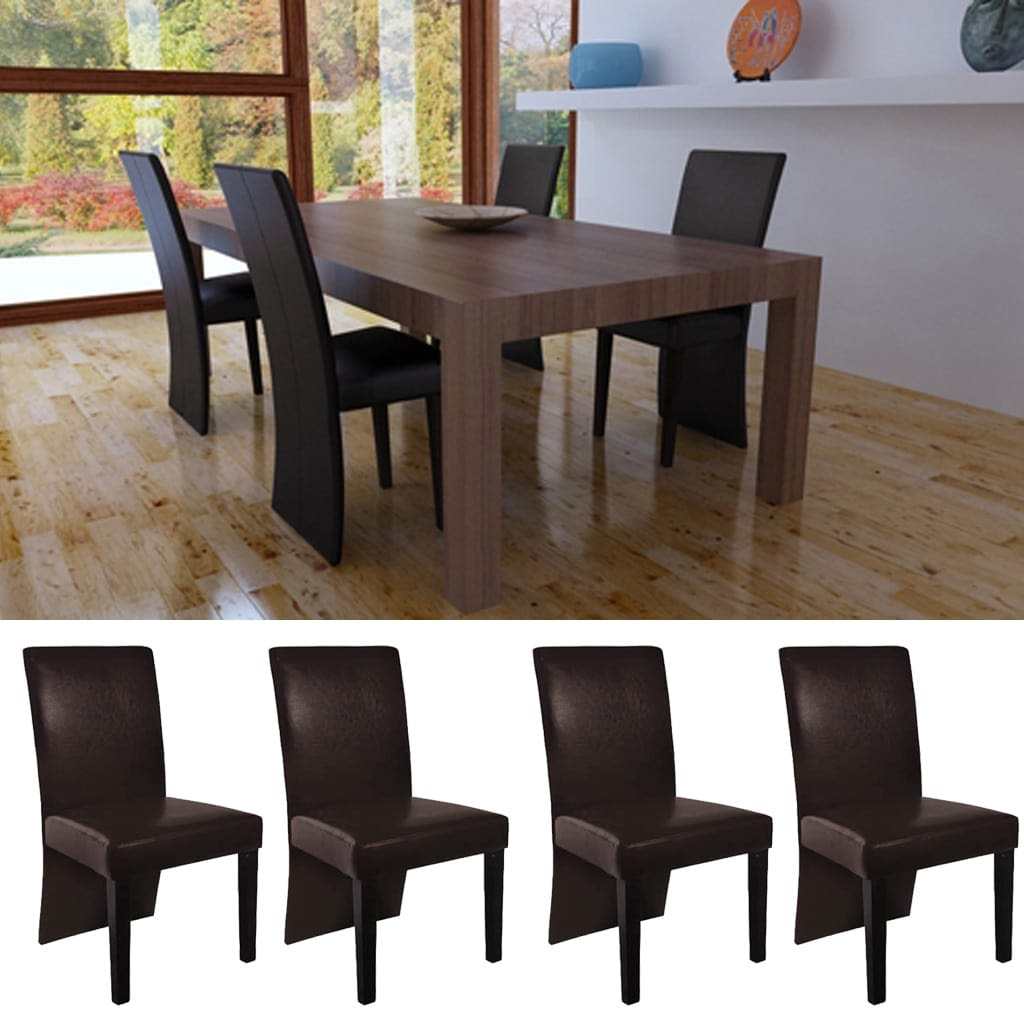 vidaXL Dining Chairs 4 pcs Dark Brown Faux Leather