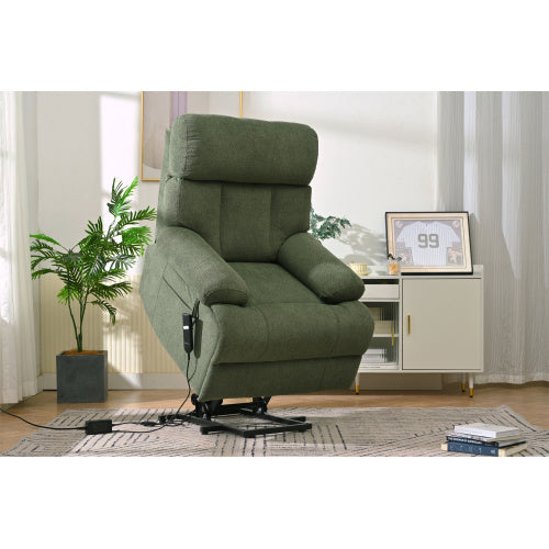 Oversized Power Lift Recliner Chair For Elderly, Electric Fabric Recliner Chair For Seniors, Home Theater Seating,Reclining Sofa Chair With Remote Control,Side Pocket ,Spacious SeatDark Green