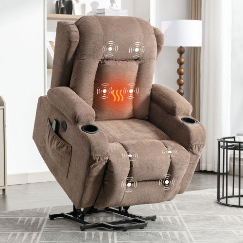 Power Lift Recliner Chair Recliners For Elderly With Heat And Massage Recliner Chair For Living Room With Infinite Position And Side Pocket,USB Charge Port