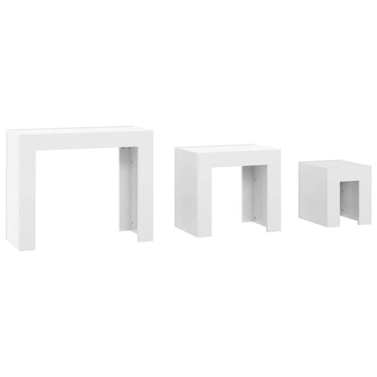 vidaXL Nesting Coffee Tables 3 pcs High Gloss White Engineered Wood