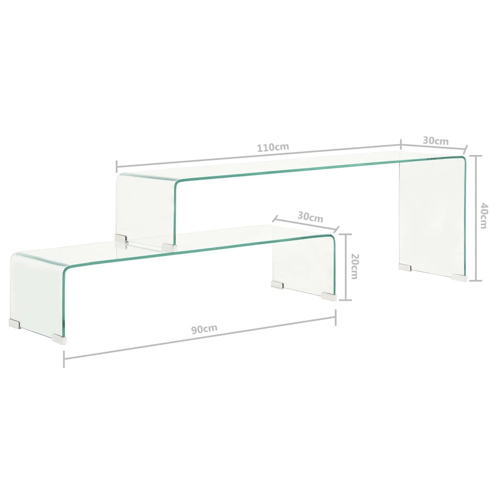 vidaXL 2 Piece Coffee Table Set 90x30x20/110x30x40 cm Tempered Glass