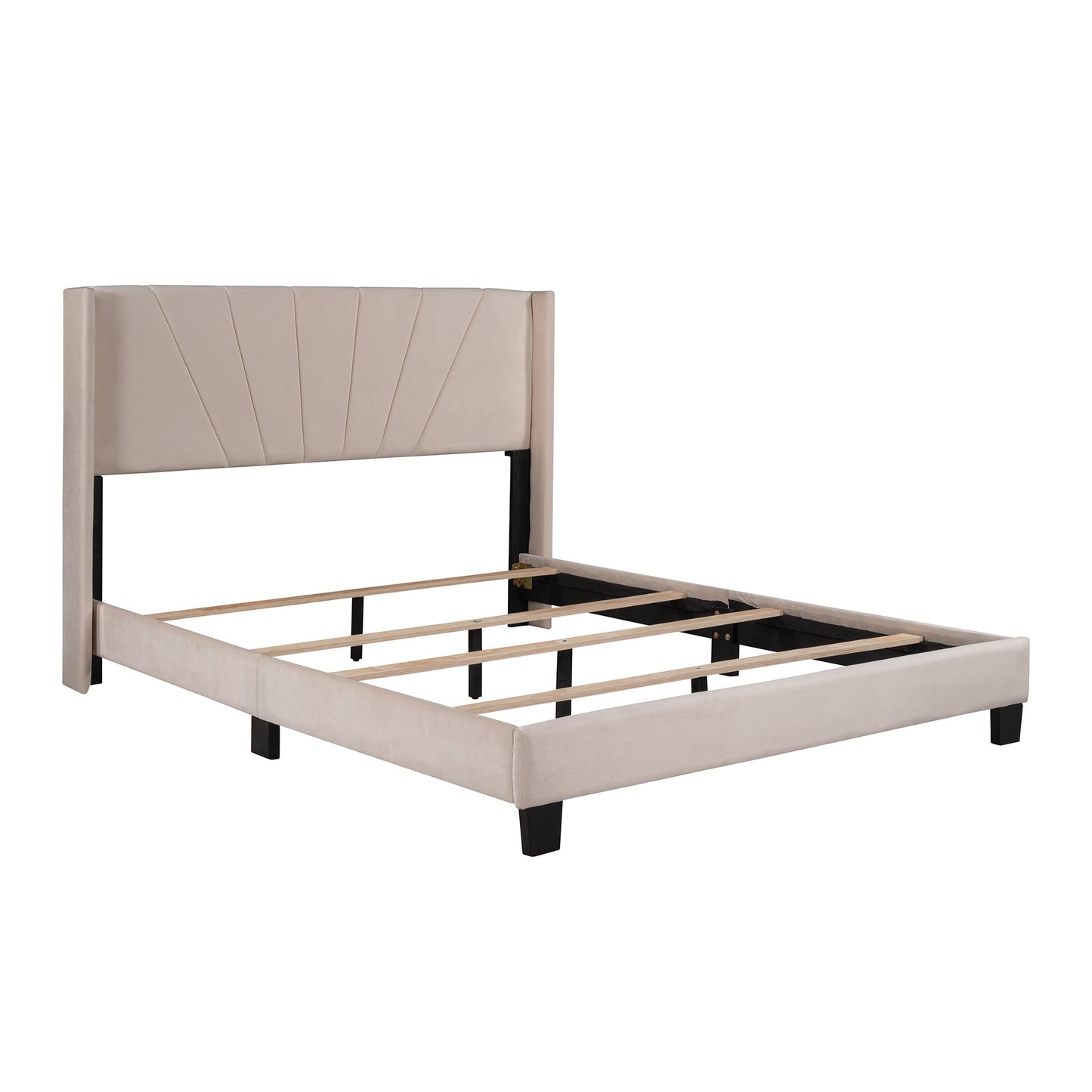 Queen Size Velvet Upholstered Platform Bed