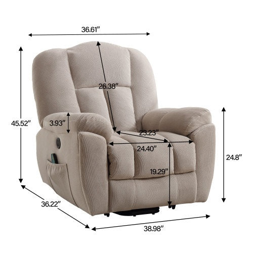 Power Lift Recliner Chair Recliners For Elderly With Heat And Massage Recliner Chair For Living Room With Infinite Position And Side Pocket,USB Charge Port