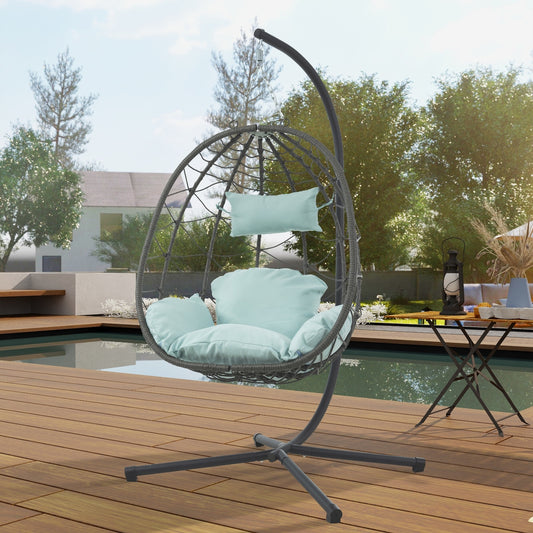 Egg Chair With Stand Indoor Outdoor Swing Chair Patio Wicker Hanging Egg Chair Hanging Basket Chair