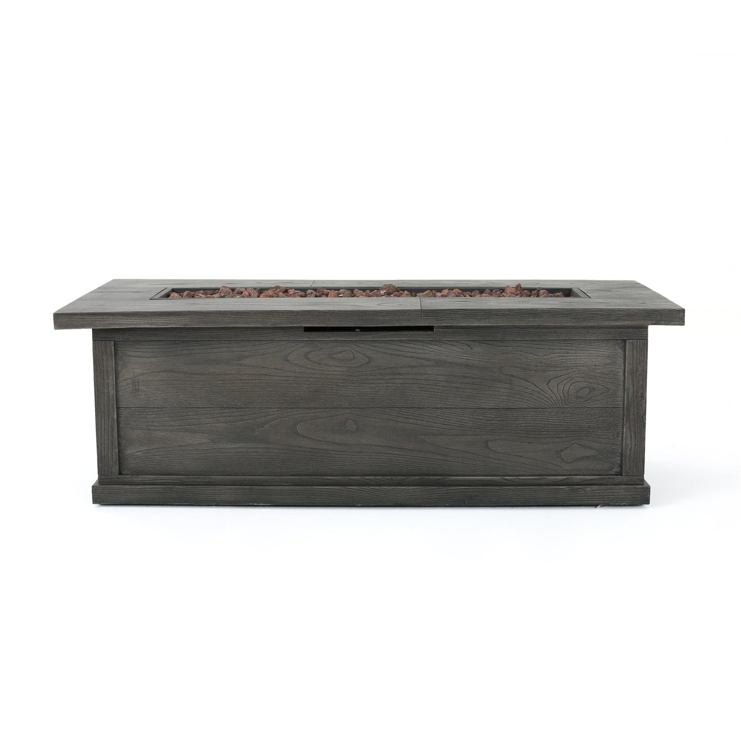 Patio Fire Pit Rectangular Wood Finish MGO Fire Table - 50,000 BT, Grey