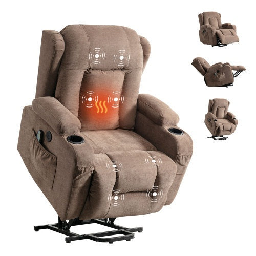 Power Lift Recliner Chair Recliners For Elderly With Heat And Massage Recliner Chair For Living Room With Infinite Position And Side Pocket,USB Charge Port