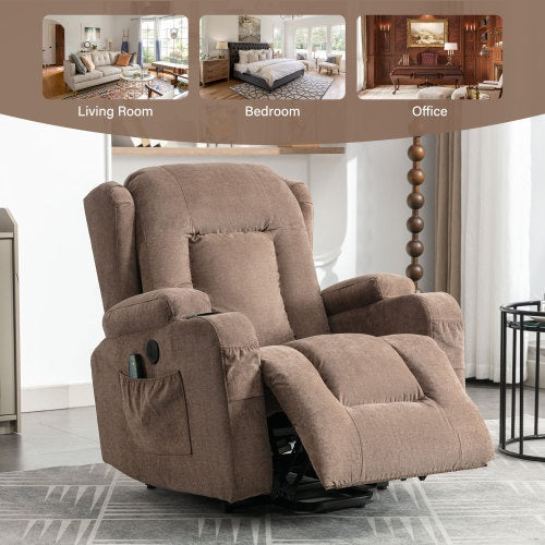 Power Lift Recliner Chair Recliners For Elderly With Heat And Massage Recliner Chair For Living Room With Infinite Position And Side Pocket,USB Charge Port